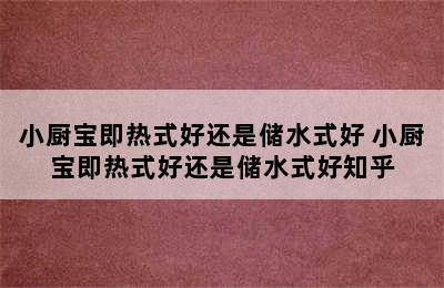 小厨宝即热式好还是储水式好 小厨宝即热式好还是储水式好知乎